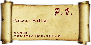 Patzer Valter névjegykártya